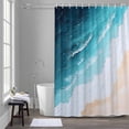 thumbnail image 5 of Ocean Wave Bathroom Shower Curtain, Summer Beach Blue Gradient Waves Waterproof Washable Soft Bath Curtain for Bathtub Decor with 12 Hooks&Grommet, 48x72 Inch, 5 of 9