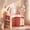 Pink, variant on Kids Vanity with Lights, Princess Makeup Vanity Desk with Open Bookshelf, Storage Cabinet