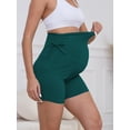thumbnail image 4 of Women's Plus Size Maternity Biker Shorts Over the Belly Drawstring Stretchy Pregnancy Yoga Workout with Pockets 2-Pack, 4 of 5