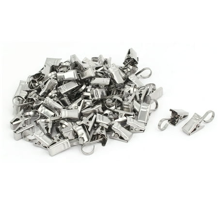 Clip Hook - Uxcell Unique BargainsDrapes Curtain Stainless Steel Spring Loaded Sawtooth Clips Clamps w Hook 100pcs