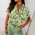 thumbnail image 4 of XFLWAM Womens Casual Short Sleeve Button Down Shirts Summer Cotton Solid Color Top Blouses with Pockets Light Green XXXL, 4 of 5