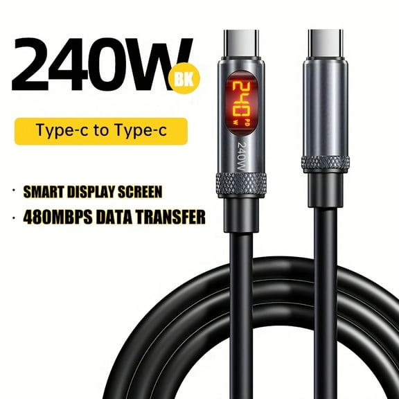 USB C to USB C Charging Cable with Smart Display, 240W 4FT USBC to USBC Fast Charging Type-C Charger Cord, Type C Phone Charger Cable for iPhone 17 16 15 Pro Max,MacBook Air/Pro,iPad,Samsung,Pixel,LG