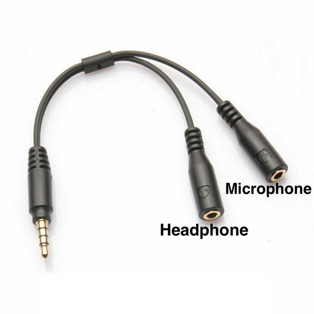 3.5-mm-Stereo-Splitter-Audio-zu-Mikrofon-Headset-Buchsenstecker U-Adapter Neu 
