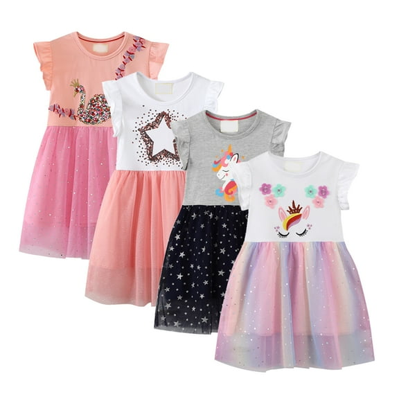 Emy Dola Toddler Tutu Dress Little Girls Fluffy Summer Dresses Casual Party Tulle Sundress for Kids 2-7Y