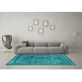 thumbnail image 3 of Ahgly Company Machine Washable Indoor Rectangle Oriental Turquoise Blue Industrial Area Rugs, 8' x 10', 3 of 4
