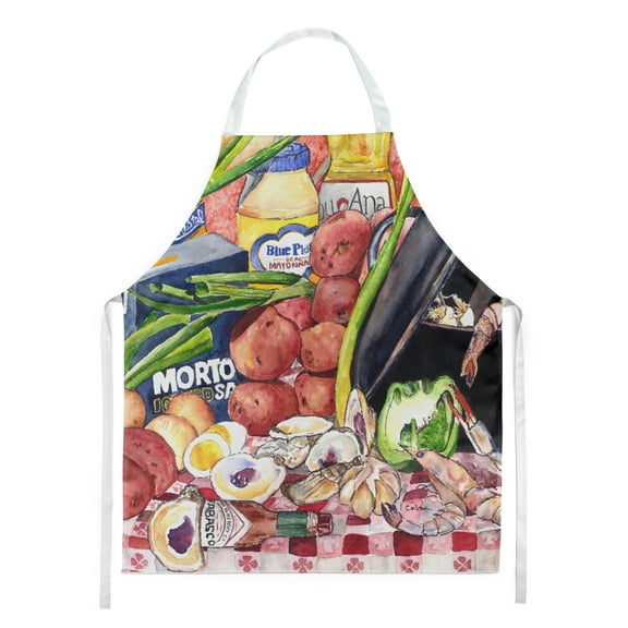 Carolines Treasures 8825-1APRON Recipe for Gumbo and Potato Salad Flag Apron Large multicolor