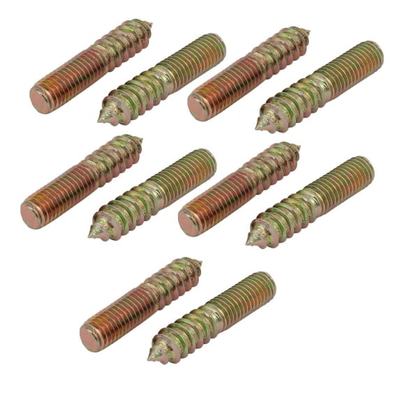Unique Bargains M10x50mm Carbon Steel Zinc Plated Hanger Bolt 10pcs