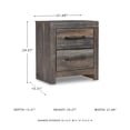 thumbnail image 7 of Signature Design by Ashley Drystan Rustic Industrial 2 Drawer Nightstand with 2 Slim-Profile USB Charging Stations, Weatherworn Brown, 7 of 7