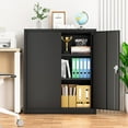 thumbnail image 2 of 36" Secure Locking Steel Cabinet for Garage Home, Black Metal Storage with Adjustable Shelves, Heavy Duty Tool Organizer for Office Workshop, 2 of 6