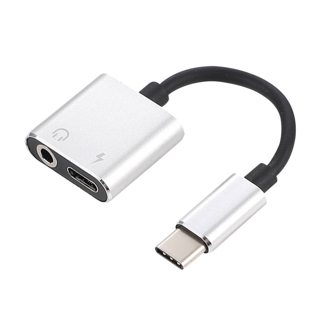 Cable adaptador de audio USB tipo C a 3,5 mm, 2 en 1, adaptador de auriculares estéreo tipo C a jack de 3,5 mm, micrófono, convertidor auxiliar y adaptador de carga para Pixel 2/2 XL//U11/Pro y más (