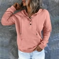 thumbnail image 4 of frariair Button Front Women Hooded Sweatshirt Long Sleeve Drawstring Comfort Pullover Pocket Casual Street Top Pink S, 4 of 4