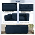 thumbnail image 6 of ACMEASE 84” Chenille 3 Seats Sofa W/Movable Ottoman, Modern Fabric L-Shaped Couch with Soft Backrest, Upholstered Sectional Sofa with Armrest Pillows for Living Room, Office, Blue, 6 of 7