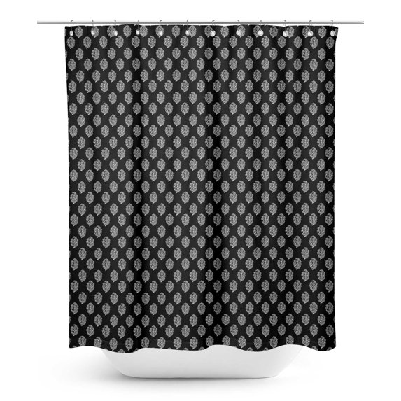 S4Sassy Black Floral Block Bathroom Decor Shower Waterproof Curtain Drapes Resistant-60 x 70 Inch