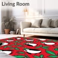 thumbnail image 2 of ODIKA 5'x7' Machine Washable Non-Slip Area Rug, Merry Character Collage with Penguin and Reindeer Surrounded by Holly High Traffic Rug with Pad, Red, 637130, 2 of 8