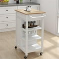 thumbnail image 4 of Kitchen Island Cart with Cabinet & Drawer & 3 Shelves, Rolling Storage Cart with Adjustable Shelves for Dining Room,White 01, 4 of 7