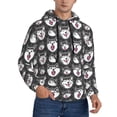 thumbnail image 2 of Kdxio Husky Print Mens Casual Hooded Collar Drawstring Hoodies Pullover Sweatshirts Casual Long Sleeve Shirts-, 2 of 7