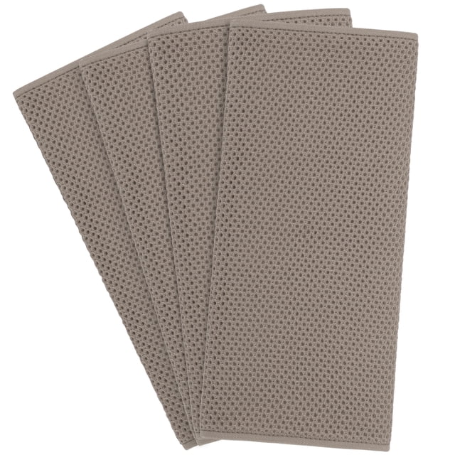 Toallas de cocina PiccoCasa 100% Algodón Gofre Súper Suave Absorbente 13 x 27 Marrón