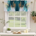 thumbnail image 2 of Abstract Teal Green Curtain Valances for Windows, Kitchen Valance Window Treatments Panel 2 Pack, White Gold Textured Art Rod Pocket Short Curtains for Bathroom Bedroom 60 x 18 Inch, 2 of 8