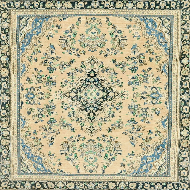 Ahgly Company Tapis d'Intérieur Carré Abstrait Brun Or Abstrait, 7 Pieds Carré