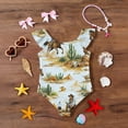 thumbnail image 5 of Grblisyd Girls One Piece Swimsuit Flutter Sleeve Hawaiian Quick Dry Crew Neck Swimwear Beach Sport Bathing Suit for Kids 4t, 5 of 6