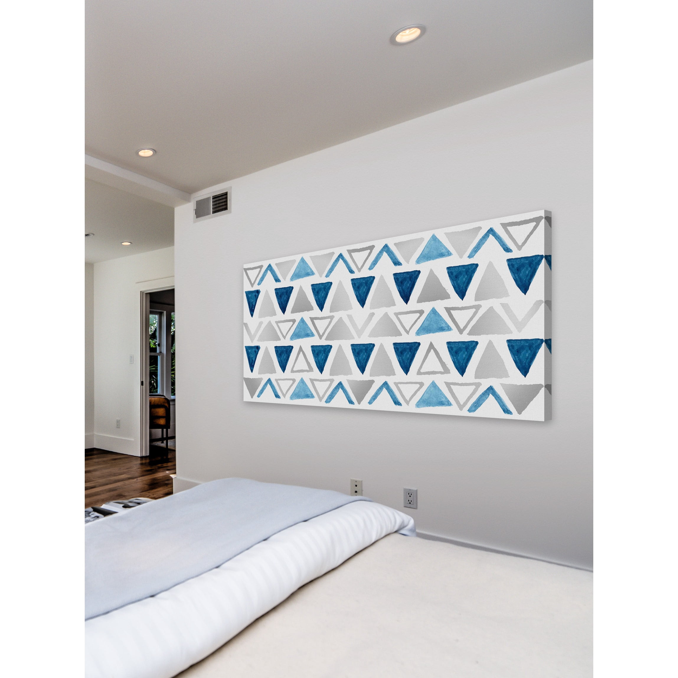 Marmont Hill Inc Marmont Hill - 'Shaded Triangles' Painting Print on Wrapped Canvas - Blue
