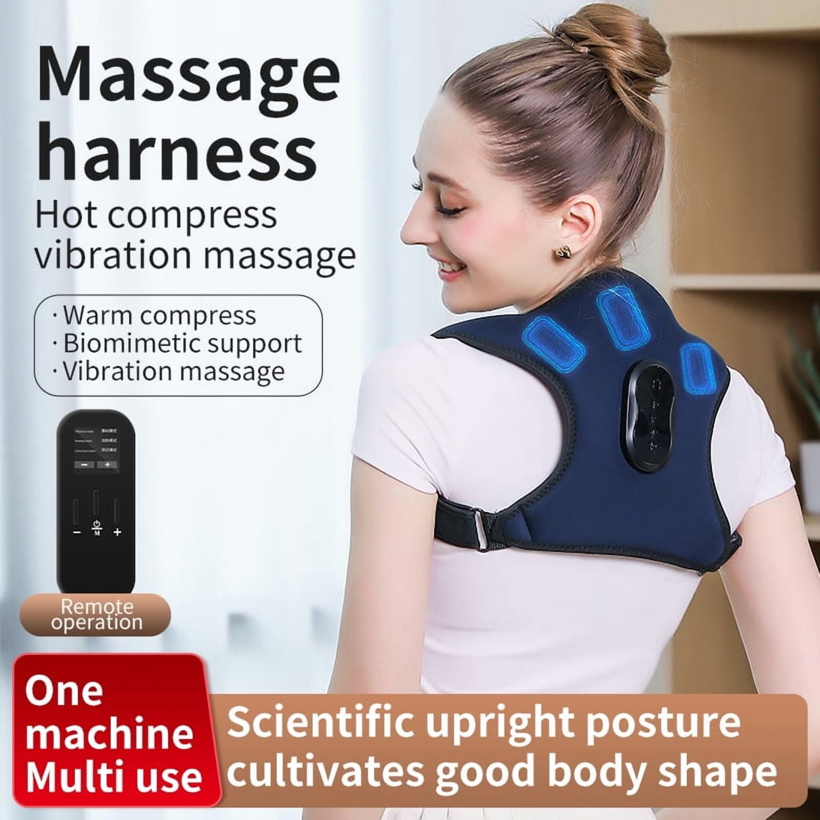 Smart Correction Belt Sensor Orthosis Invisible Reminder Adult and Child,Remote control Sitting Posture Hunchback 4 Modes 3 Levels of Temperature 3 Levels of Vibration Smart Posture Corrector,Black