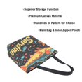 thumbnail image 3 of FORMRS Womens Canvas Tote Bag with Zipper Inner Pocket Shoulder Handbag, Black Sardines Pattern, 3 of 7