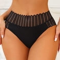 thumbnail image 4 of Womens High Waisted Lace Panties, Cotton Tummy Control Underwear Briefs, Seamless Hipster with Scalloped Edge, Breathable Soft Stretch Lingerie, Black,Size XL, 4 of 6