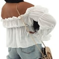 thumbnail image 3 of Blouse Courte à Manches Longues Bouffantes avec Volants pour Femmes, 3 of 4