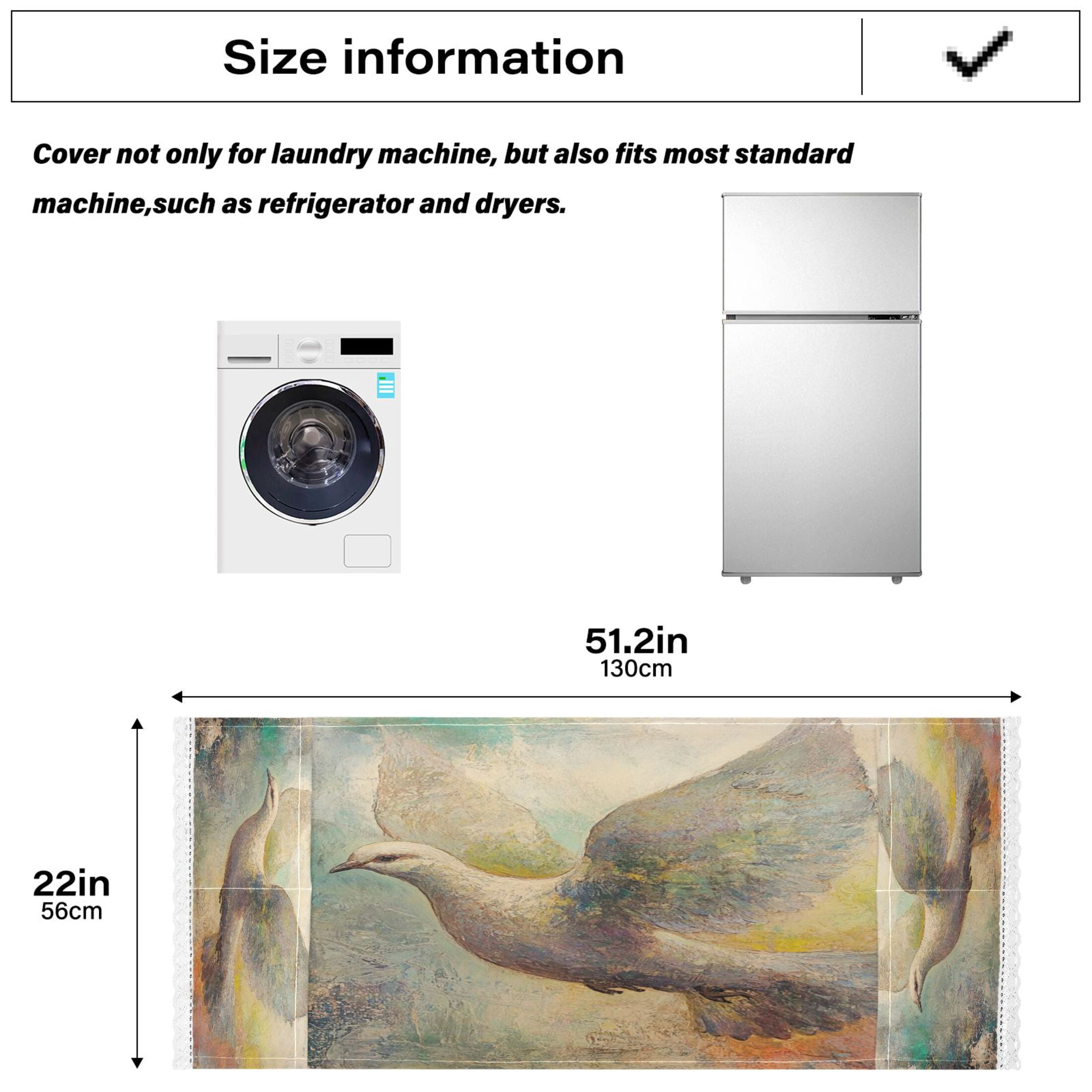 Dove Of PeaceWasher and Dryer Covers Dust-Proof and Oil Resistant Fridge Cover with 4 Storage Pockets Washing Machine Top Cover for Laundry Kitchen Home 51.2 x 22 In