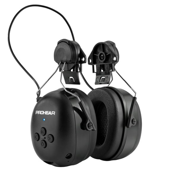 PROHEAR 037BR04 Bluetooth Hearing Protection with Adapter for 3M H-700 Hard Hats/DEWALT Hard Hat, 40H Playtime Safety Headphone for Construction Worker, Mowing - Black
