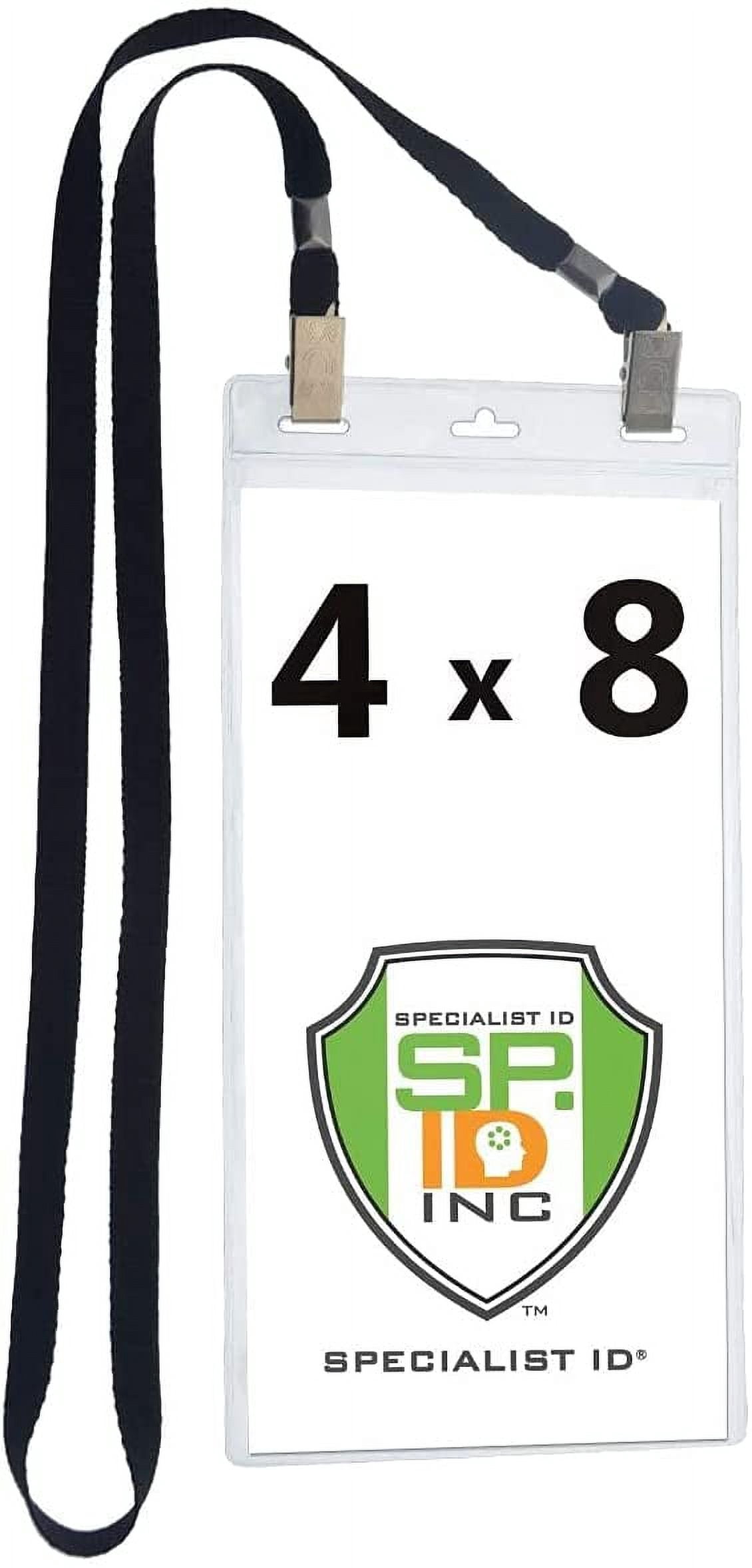 25 Pack - 4 x 8 Inch Extra Large Ticket & Event Credential Badge Holders with Double Sided Lanyards with Two Bulldog Clips, by Specialist ID (Assorted Colors)