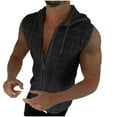 thumbnail image 3 of BiZtdJrK Sleeveless Hoodies for Men Casual Slim Fit Zip-Up Drawstring Hooded Workout Tank Tops Summer Casual Muscle Vest Tanks Black L, 3 of 7