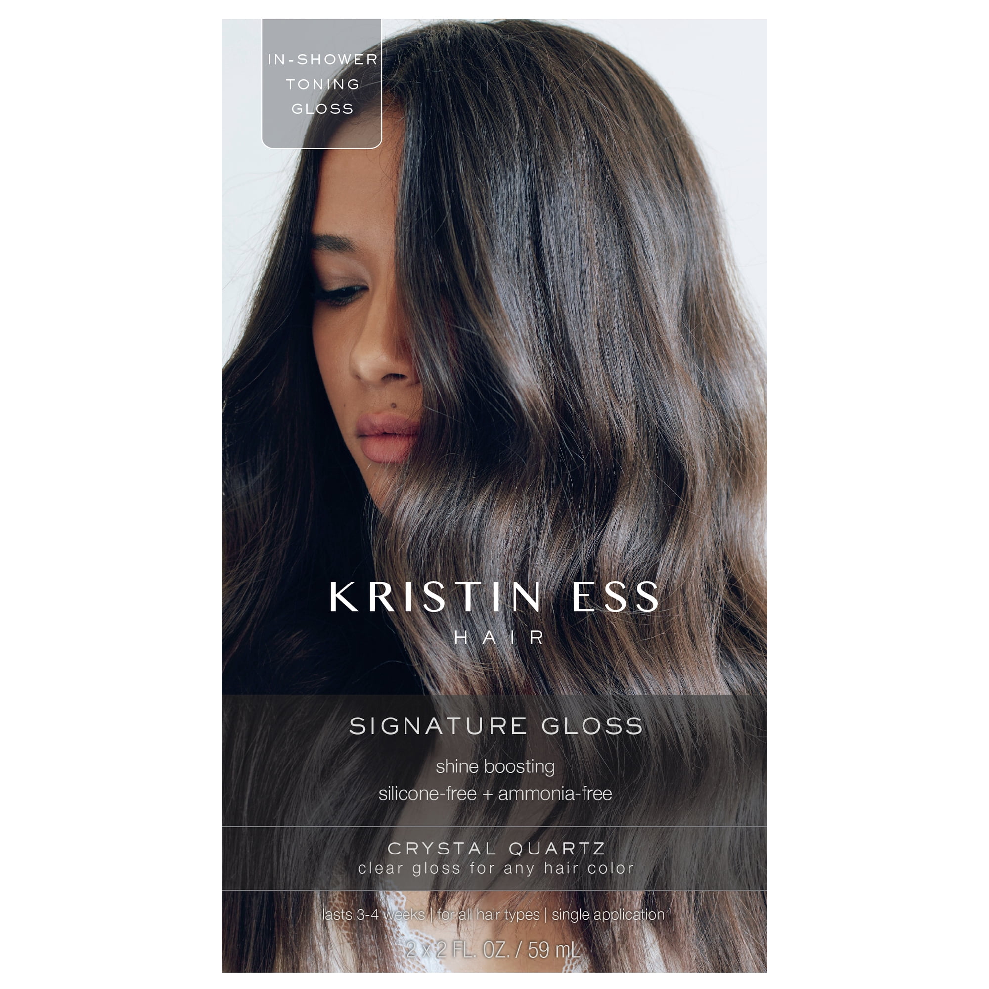Kristin Ess Hair Gloss in Crystal Quartz, Clear Glaze - 4 Week Semi Permanent Hair Color for Women - Shine - Hair Dye Glaze