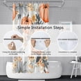 thumbnail image 4 of Fall Shower Curtain 72x84inches Beige Grey Flowers Leaves Shower Curtain Set with Hooks Orange Harvest Pumpkins Waterproof Fabric Shower Curtains for Bathroom, 4 of 6