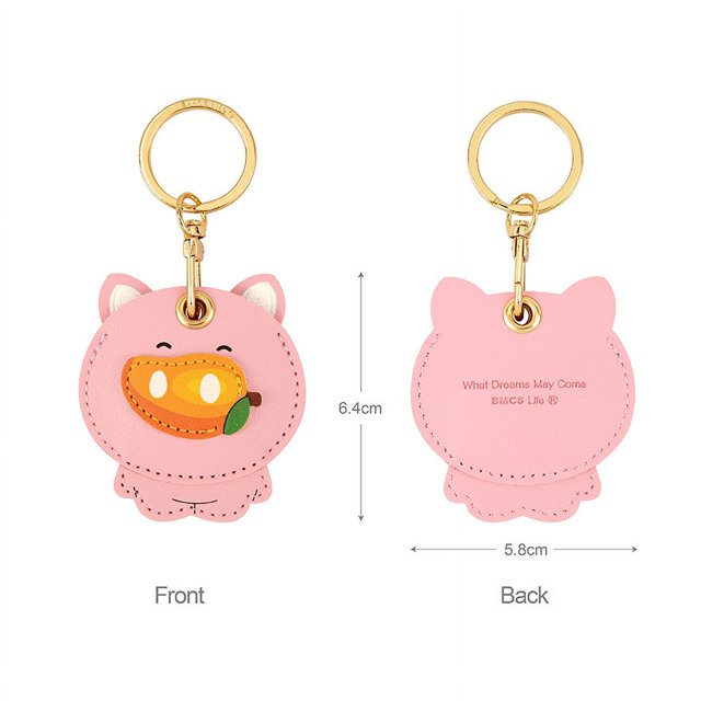 Llavero con funda de cuero con tarjeta de acceso de dibujos animados, llavero creativo y lindo para niña, bolso colgante, regalo personalizado