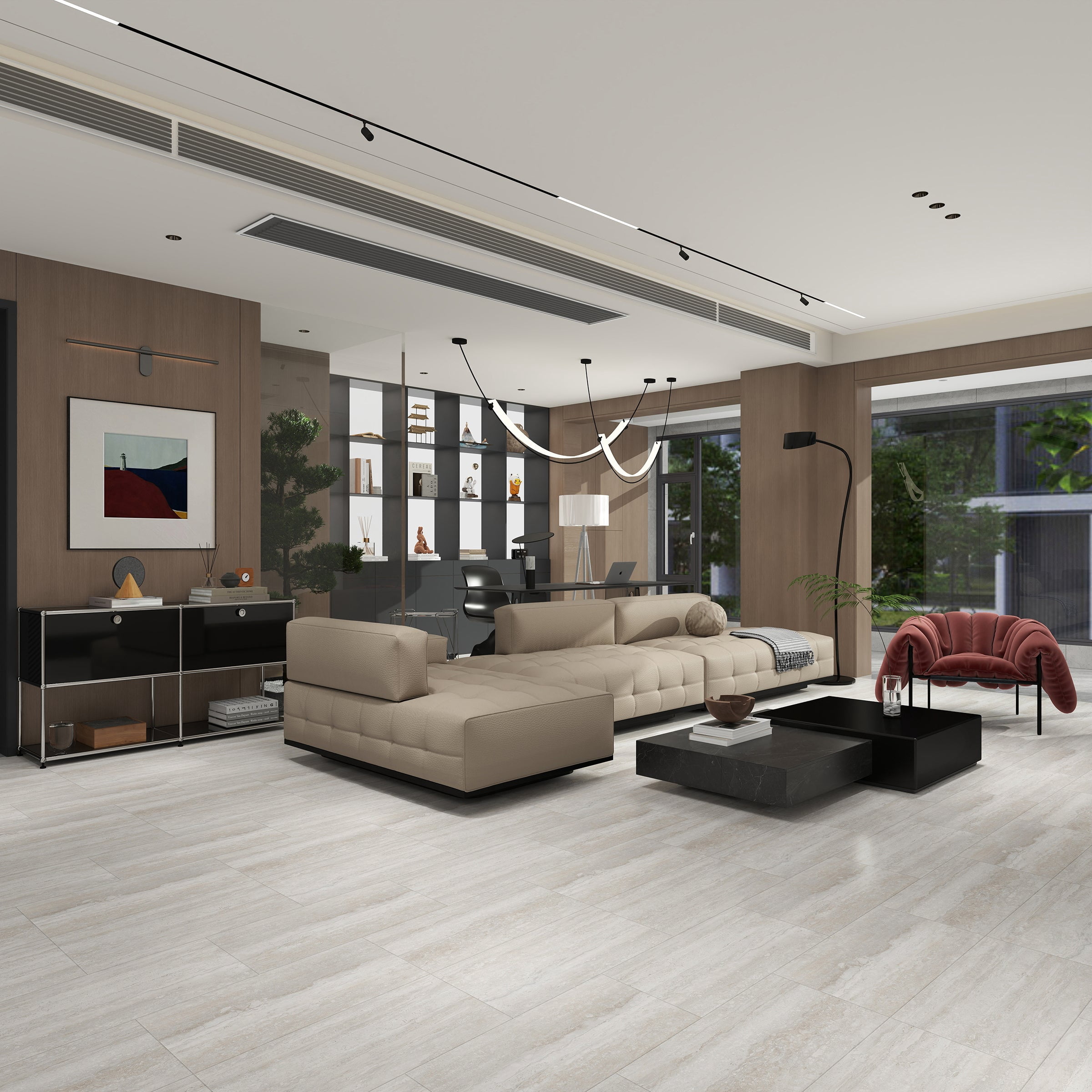 Dekorman Origin Latina Ivory 5mm/12 mil x 12 in. W x 24 in. L Waterproof Click Lock Vinyl Tile Flooring (19.62 sq. sf/case)