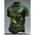 thumbnail image 2 of 2026 Soccer Cup Jersey for Men, Polo Collar Short Sleeve Portugal Flag Crest Graphic Top - Breathable Fan Shirt for Match Day & Casual Wear Gold XXXXXXL, 2 of 4