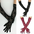 thumbnail image 2 of 2pcs Sheer Lace Arm Length Gloves Wedding Women Fancy Short Tulle Mittens, 2 of 16