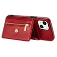 thumbnail image 6 of Nalacover for iPhone 13 Zipper Wallet Case,Luxury Premium PU Leather Back Soft TPU Magnetic Buckle Flip Card Pocket Shockproof Slim Cover with Adjustable Crossbody Shoulder Strap,Red, 6 of 6