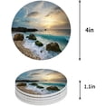 thumbnail image 1 of FMSHPON Ocean Waves Sunrise Beach Pattern Set of 6 Round Coaster for Drinks, Absorbent Ceramic Stone Coasters Cup Mat with Cork Base for Home Kitchen Room Coffee Table Bar Decor, 1 of 6