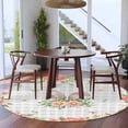 thumbnail image 3 of Pink Floral Easter Round Area Rug 5Ft Washable Circle Rugs for Living Room Bedroom, Spring Flowers Grey Plaid Pastoral Non-Slip Carpet Floor Mats Indoor Outdoor Carpet Runner Aesthetic Home Decor, 3 of 8