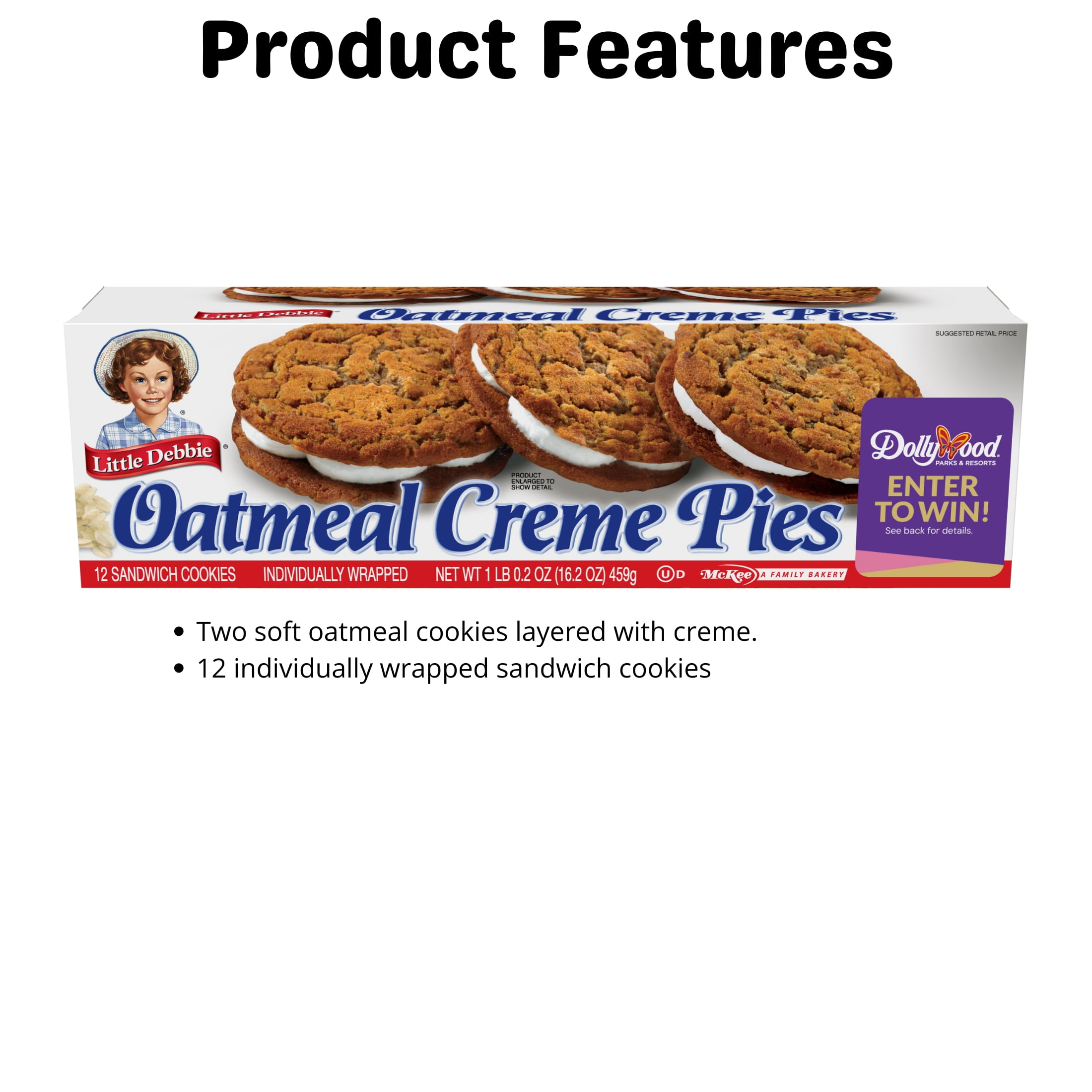 Little Debbie Oatmeal Crème Pie Bundle, 6 Boxes of Oatmeal Crème Pies and 1 Short Sleeve T-Shirt, Adult Sizes S-3XL