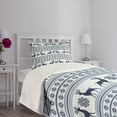 thumbnail image 3 of Ambesonne Nordic Quilted Bedspread Set 2 Pcs, Pixel Art Style Reindeer, Twin Size, Pale Blue Dark Blue, 3 of 5