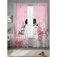 thumbnail image 2 of Pink Snowman Christmas Sheer Curtains 84 Inch Length 2 Panels Set for Living Room/Bedroom, Winter Snowflake Xmas Tree Pink Grey Plaid Curtain Drapes Rod Pocket Curtains Window Treatment 52''x84''x2, 2 of 7