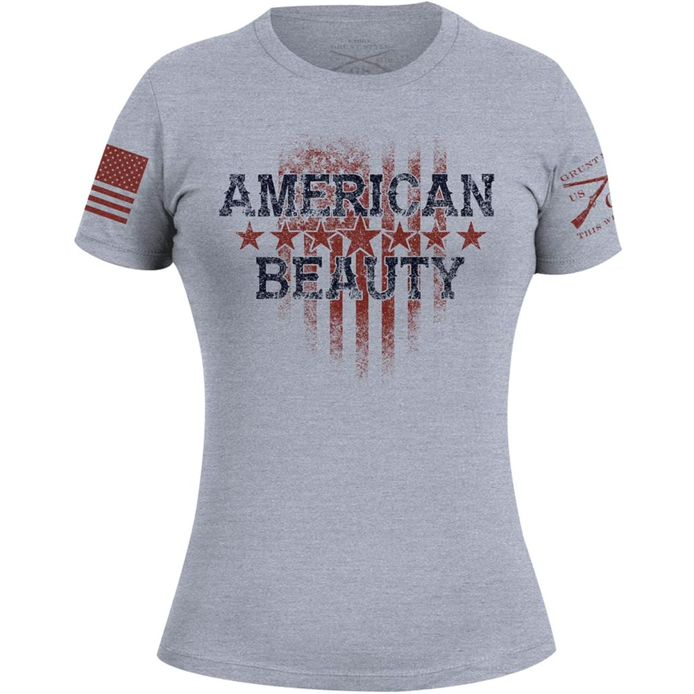 Grunt Style Grunt Style Women's American Beauty 2.0 TShirt Gray
