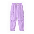 thumbnail image 2 of HILEELANG Kids Girl Quick-Dry Cargo Pants Lightweight 4-Way Stretch Outdoor Joggers for Girls Lavender 13-14 Years, 2 of 12