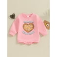 thumbnail image 3 of Baby Girl Valentine’s Day Romper Cute Pizza Print Long Sleeve Round Neck Bodysuit Newborn Outfit, 3 of 9