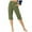 Green, variant on Elastic Waist Capri Pants for Women Knee Length Casual Summer Baggy Beachwear Wide Leg Cropped Trousers with Pockets