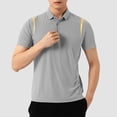 thumbnail image 4 of ZunFeo Mens Moisture Wicking Quick Dry Polo Shirt Color Block Short Sleeve Casual Work Golf Top Big and Tall Sizes Gray,Size 5XL, 4 of 6